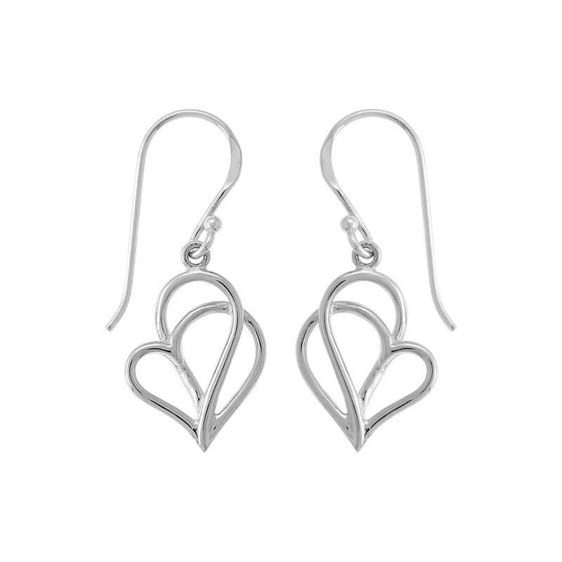 Boma Jewelry Sterling Silver Polished Twisting Heart Dangle Earrings - Image 1